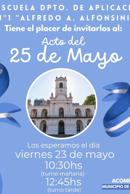 El Municipio formará parte del Acto del 25 de mayo en el Departamento de Aplicación Alfredo Alfonsini