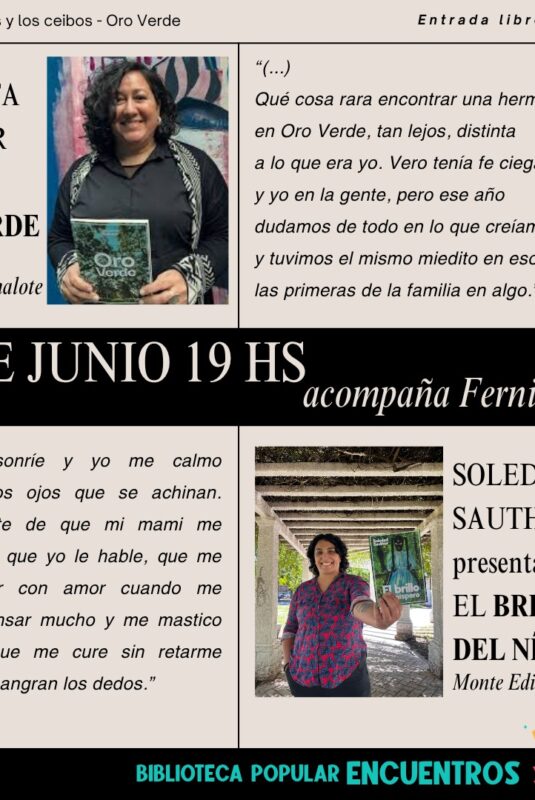 Dos autoras presentarán sus libros en la Biblioteca Popular Encuentros