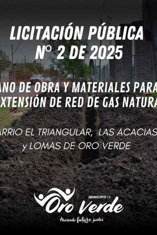Licitan extensión de gas natural en diferentes barrios de Oro Verde