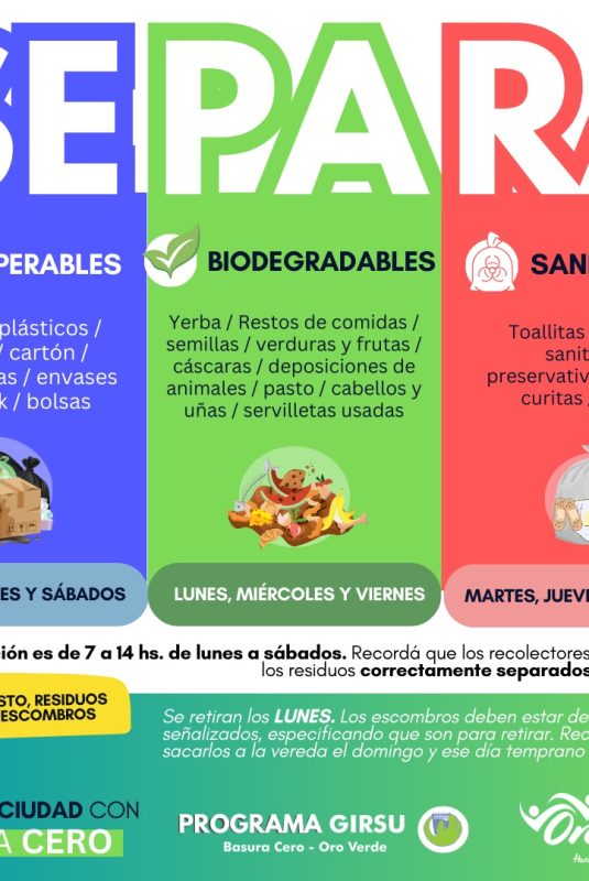 ¿Cómo separamos los residuos en Oro Verde y de qué manera se hace la recolección?