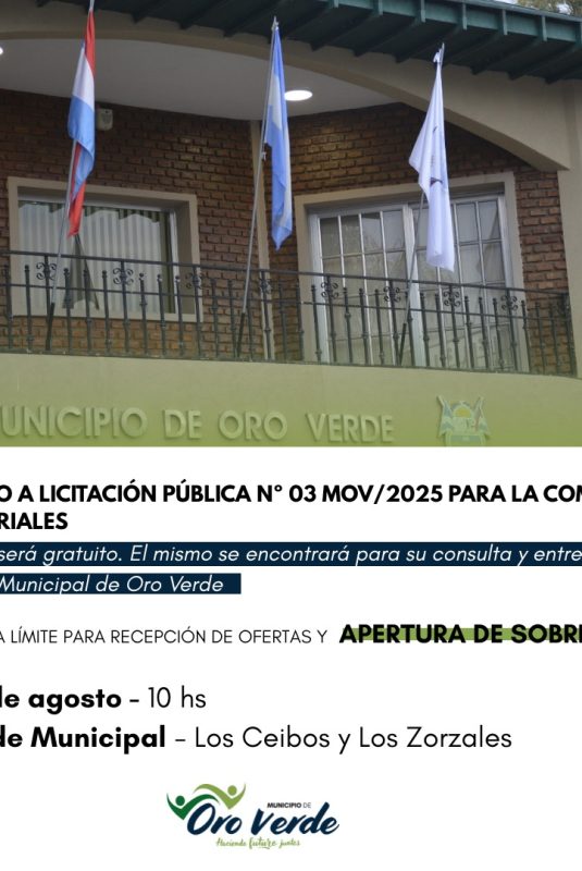 Llamado a licitación para la compra de materiales