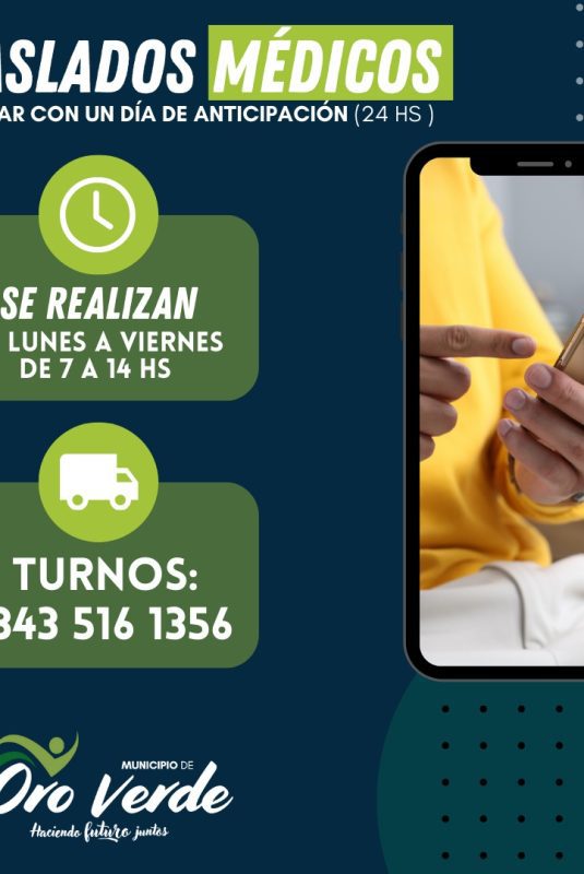 Los traslados médicos se realizarán de 7 a 14 hs.