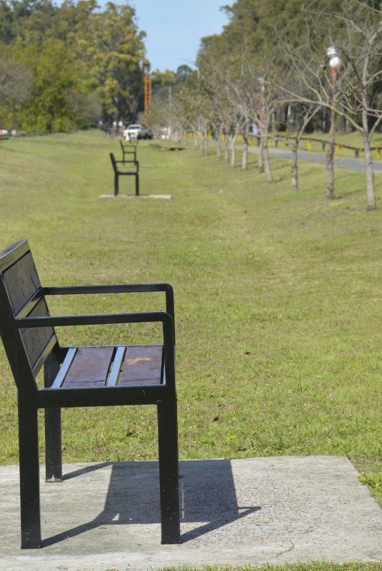 Nuevos modelos de bancos en la bicisenda que va hacia la escuela Alberdi